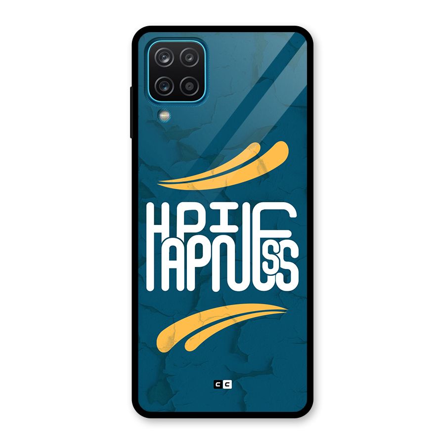 Happpiness Typography Glass Back Case for Galaxy A12