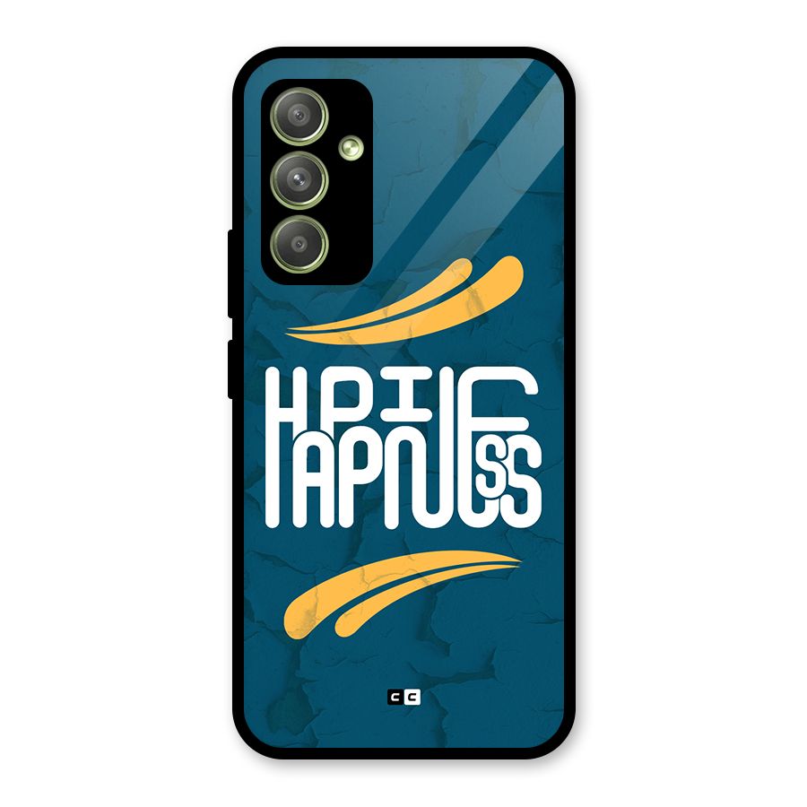 Happpiness Typography Glass Back Case for Galaxy A54