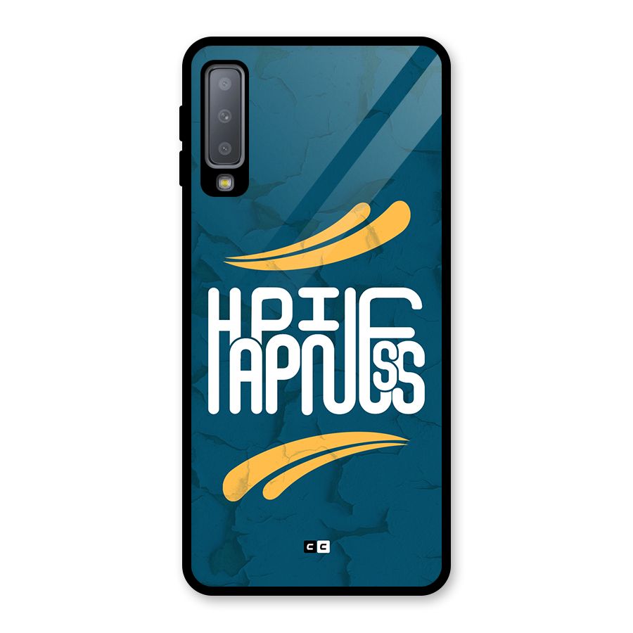 Happpiness Typography Glass Back Case for Galaxy A7 (2018)