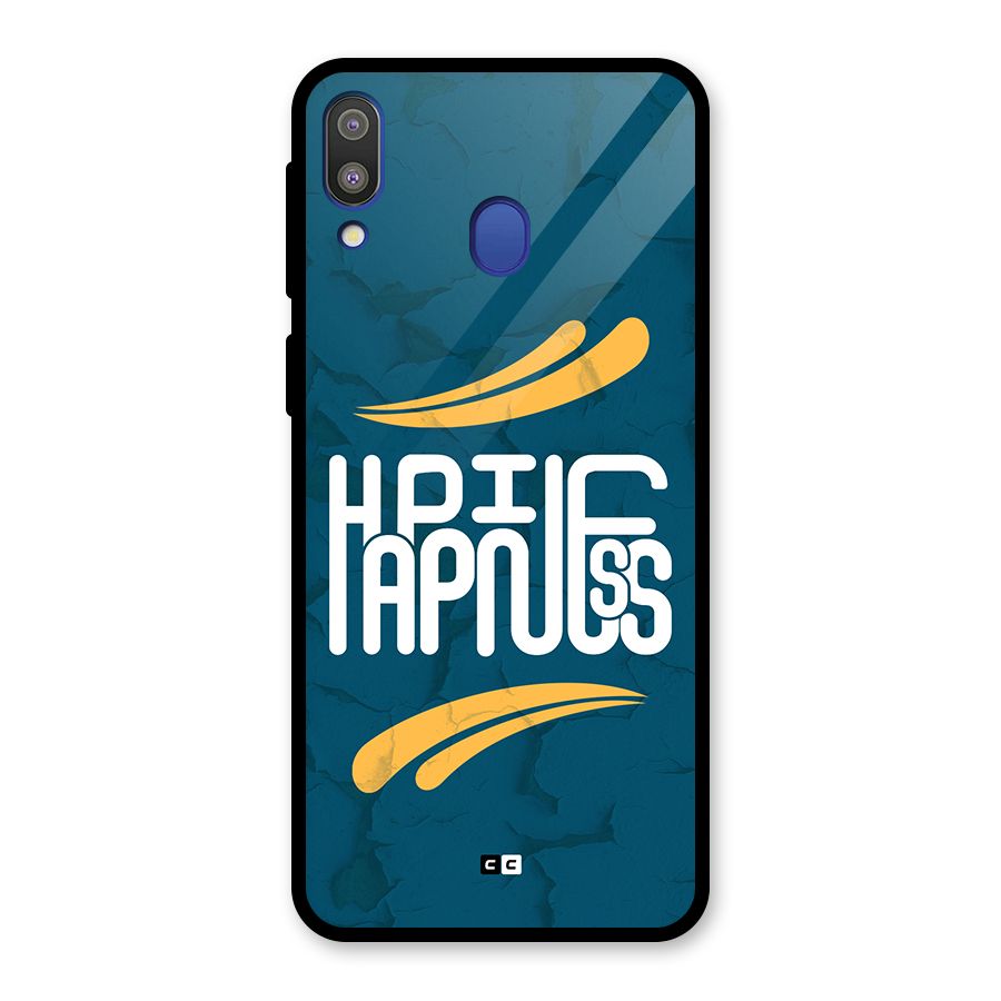 Happpiness Typography Glass Back Case for Galaxy M20
