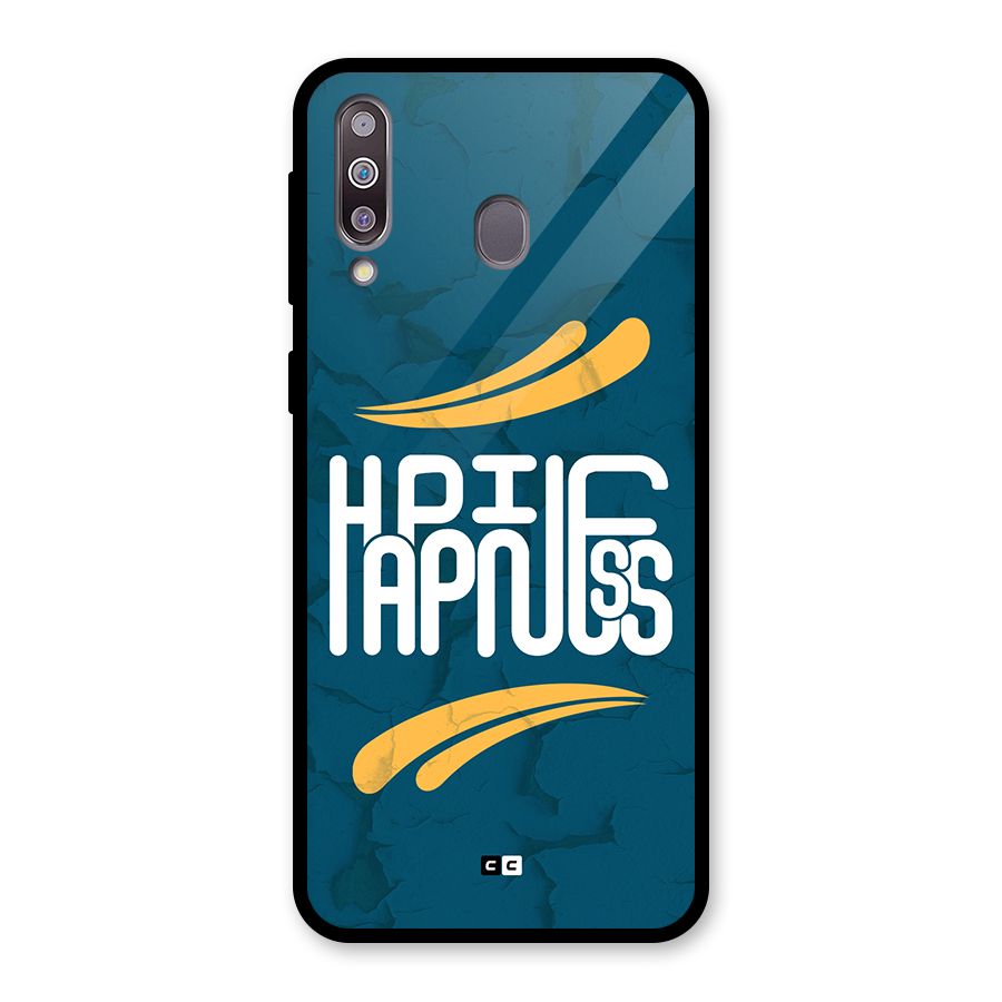 Happpiness Typography Glass Back Case for Galaxy M30