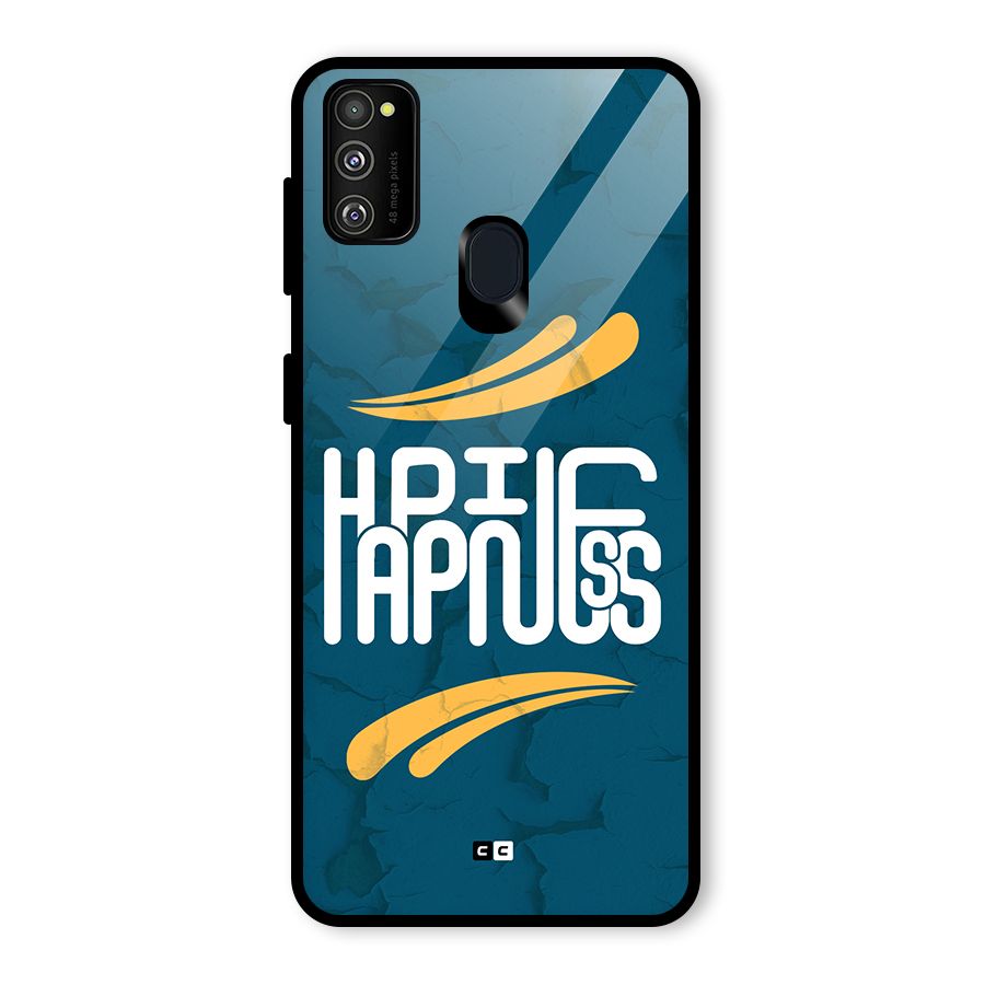 Happpiness Typography Glass Back Case for Galaxy M30s