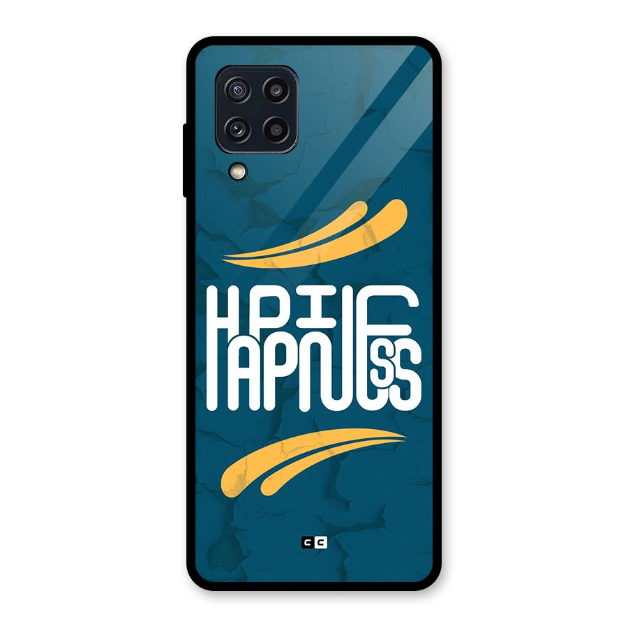 Happpiness Typography Glass Back Case for Galaxy M32