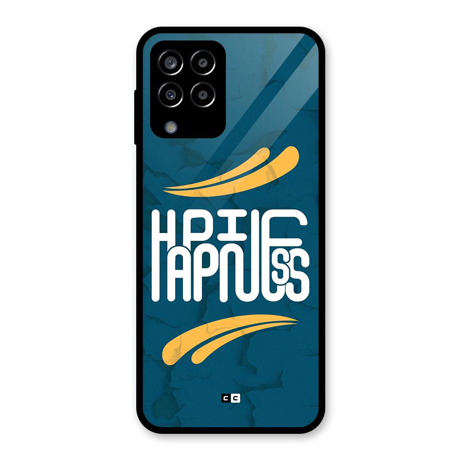 Happpiness Typography Glass Back Case for Galaxy M33