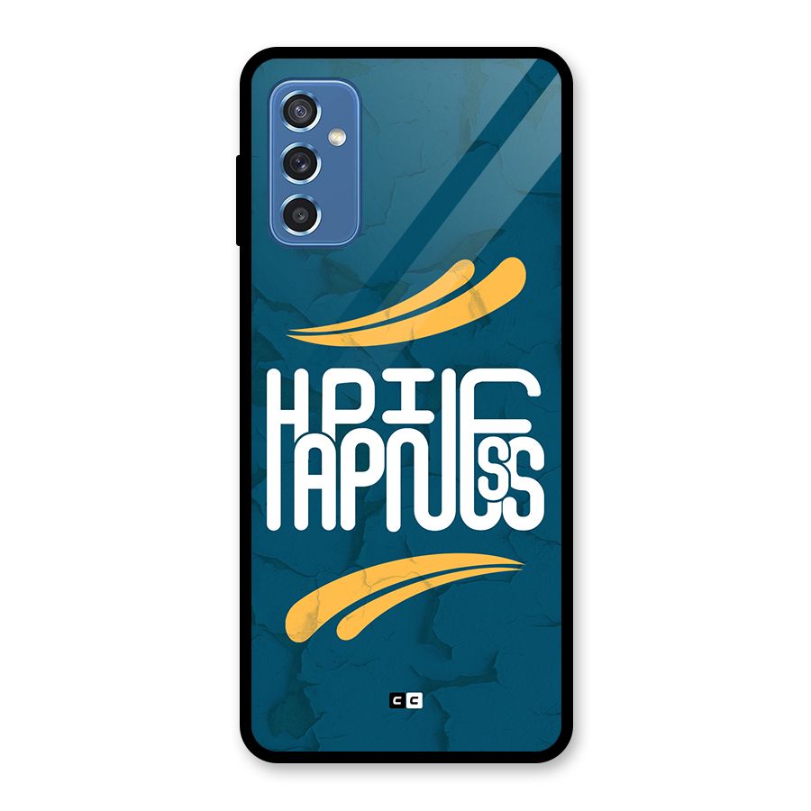 Happpiness Typography Glass Back Case for Galaxy M52 5G