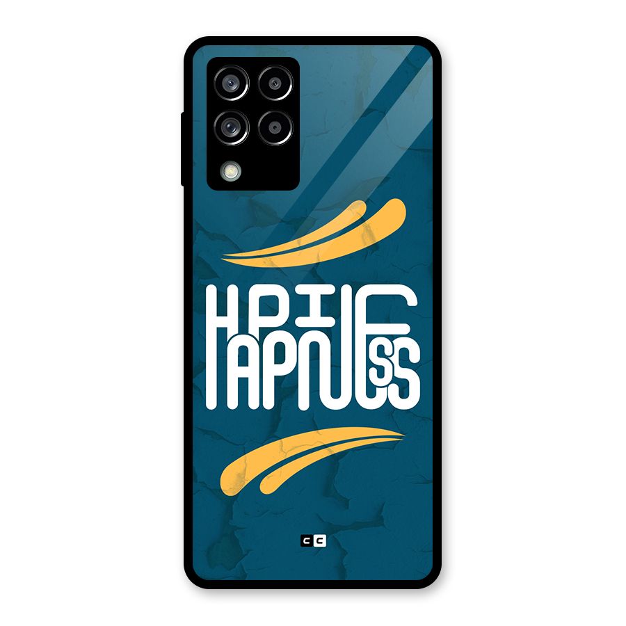 Happpiness Typography Glass Back Case for Galaxy M53 5G