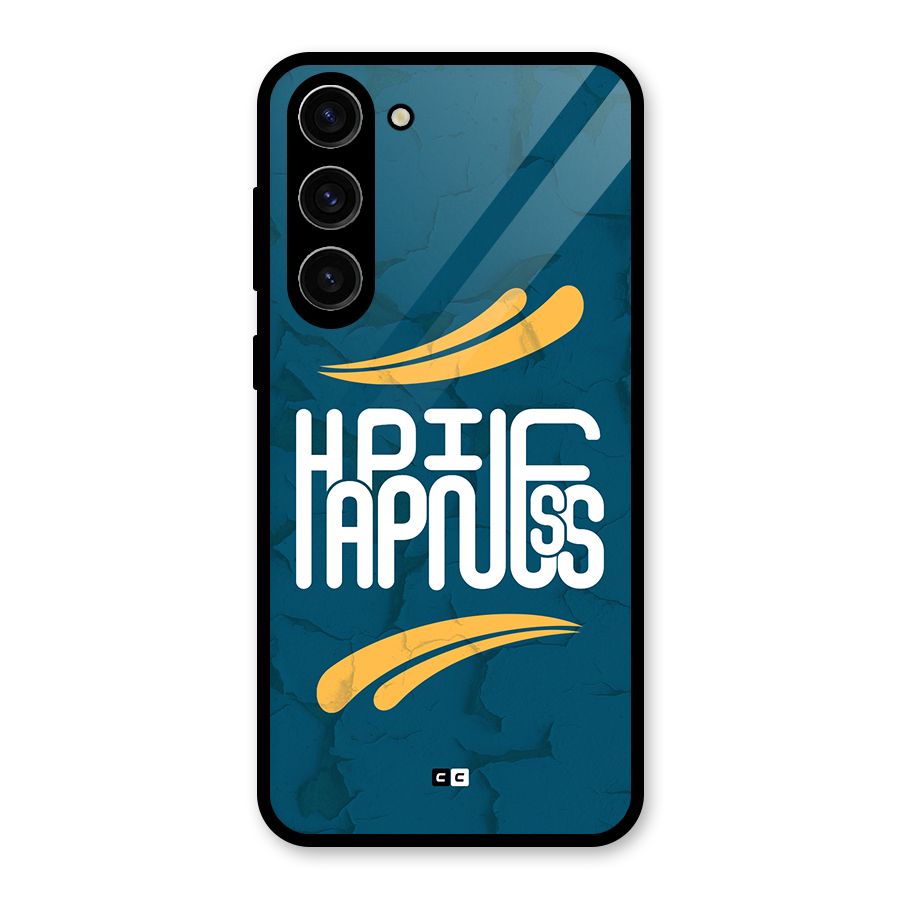 Happpiness Typography Glass Back Case for Galaxy S23 Plus