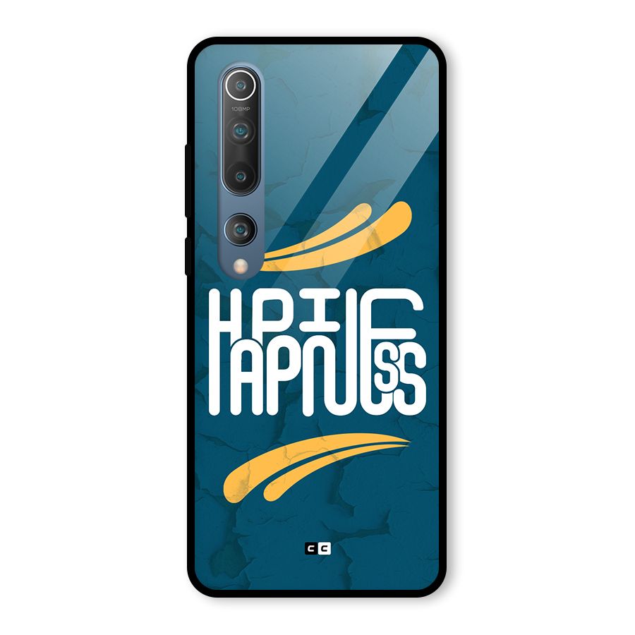 Happpiness Typography Glass Back Case for Mi 10