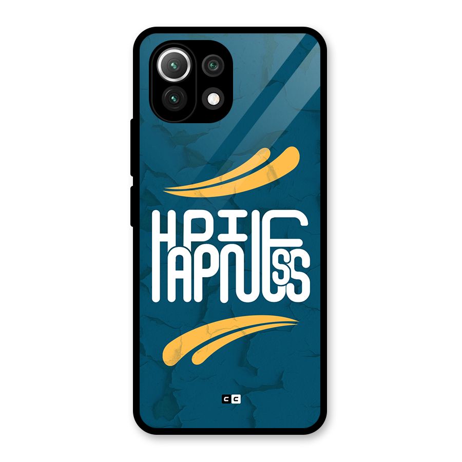 Happpiness Typography Glass Back Case for Mi 11 Lite