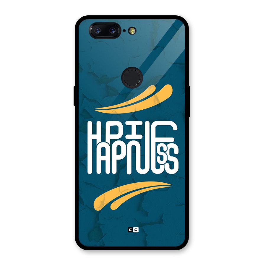 Happpiness Typography Glass Back Case for OnePlus 5T