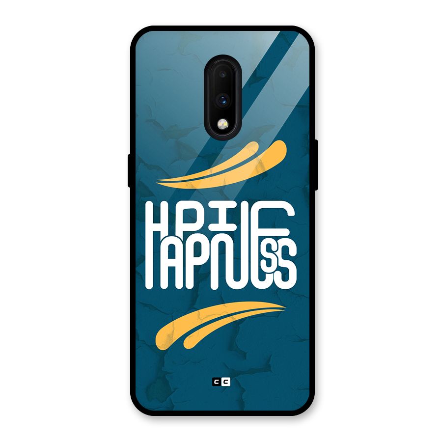 Happpiness Typography Glass Back Case for OnePlus 7