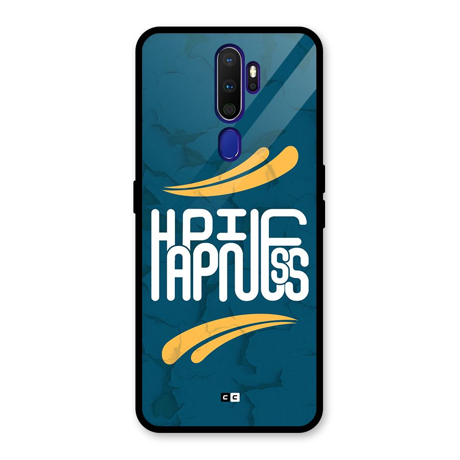Happpiness Typography Glass Back Case for Oppo A9 (2020)