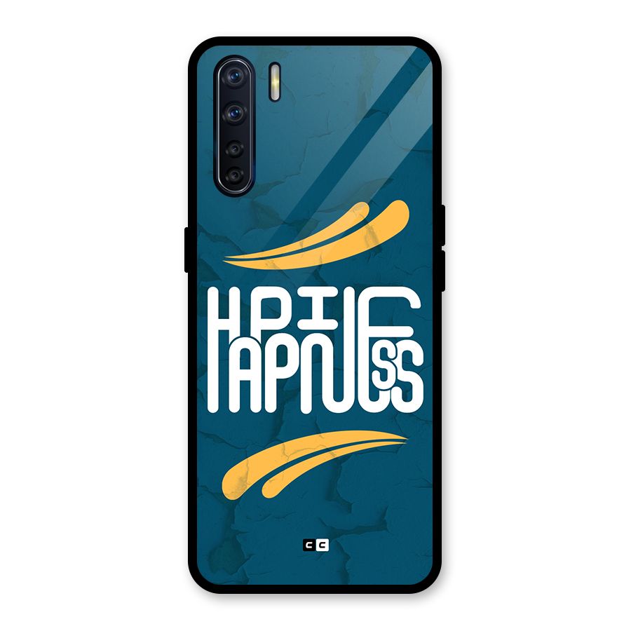 Happpiness Typography Glass Back Case for Oppo F15