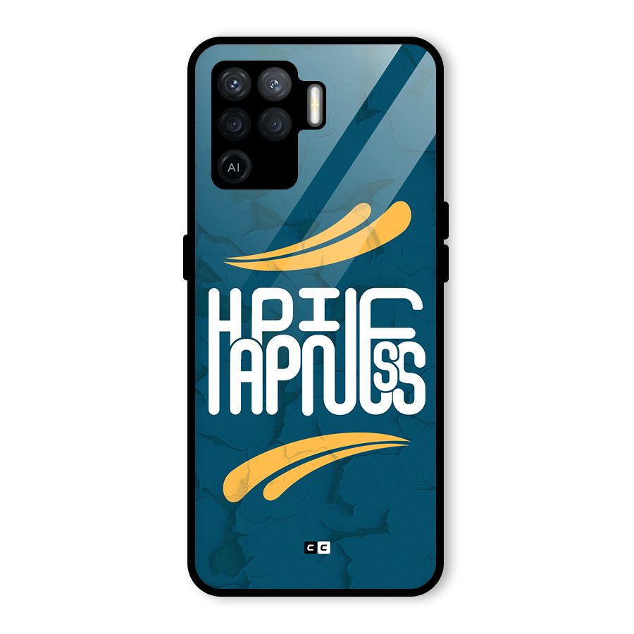 Happpiness Typography Glass Back Case for Oppo F19 Pro