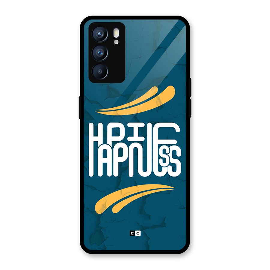 Happpiness Typography Glass Back Case for Oppo Reno6 5G