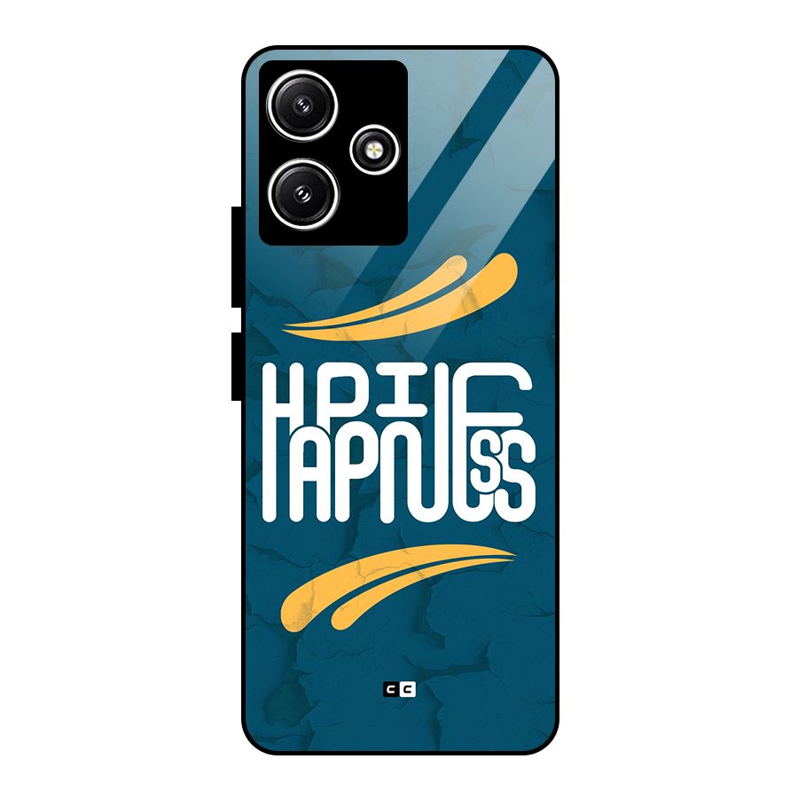 Happpiness Typography Glass Back Case for Poco M6 Pro