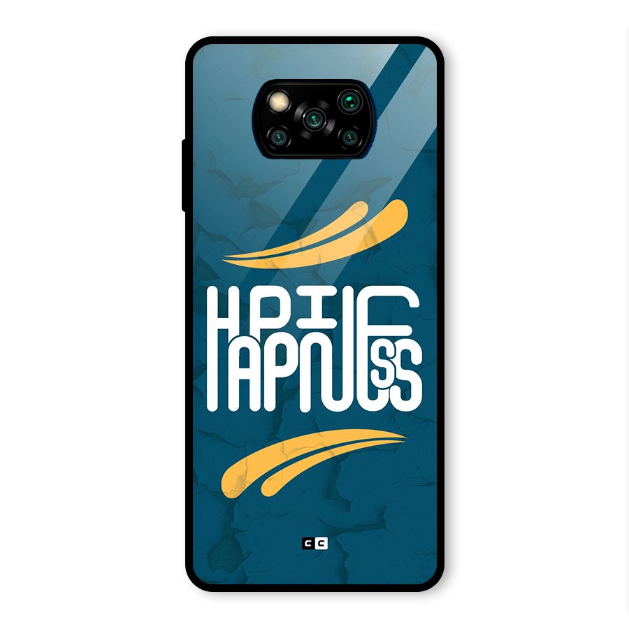 Happpiness Typography Glass Back Case for Poco X3 Pro