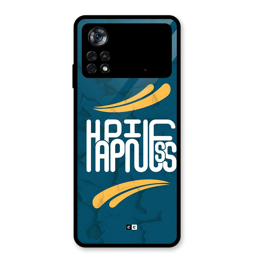 Happpiness Typography Glass Back Case for Poco X4 Pro 5G
