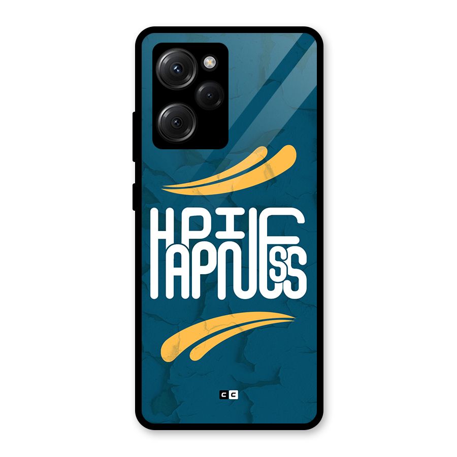 Happpiness Typography Glass Back Case for Poco X5 Pro