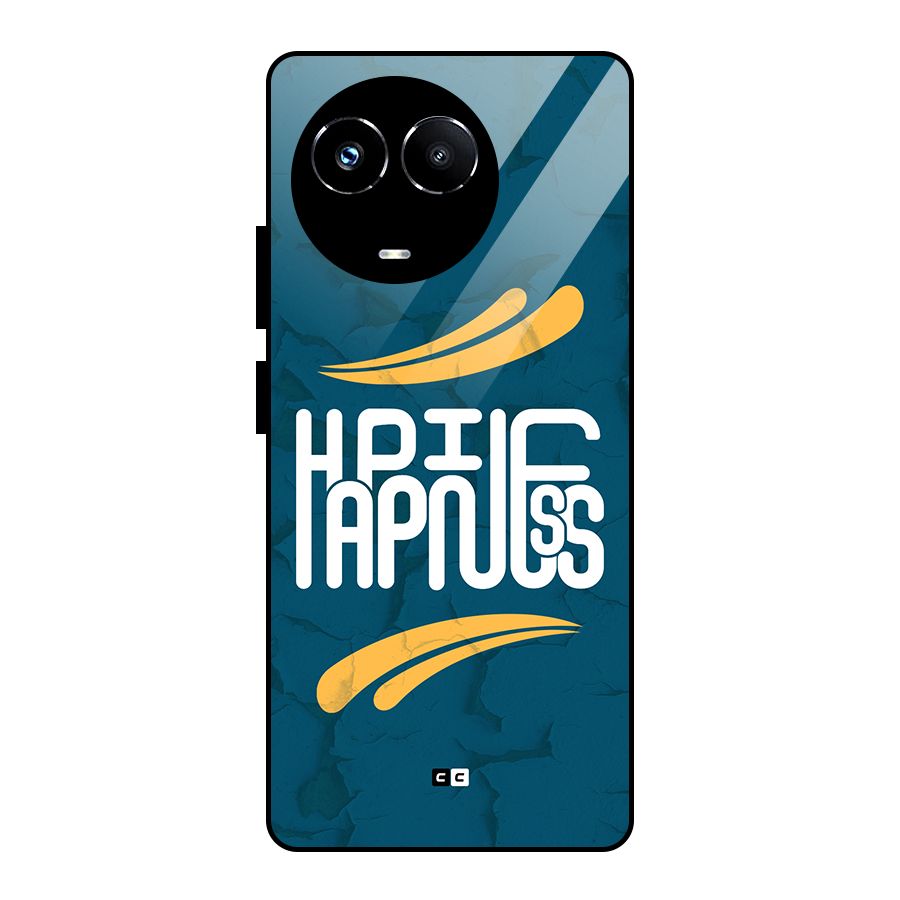 Happpiness Typography Glass Back Case for Realme 11X