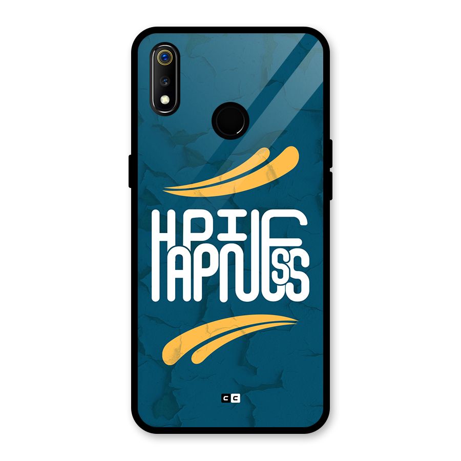Happpiness Typography Glass Back Case for Realme 3i