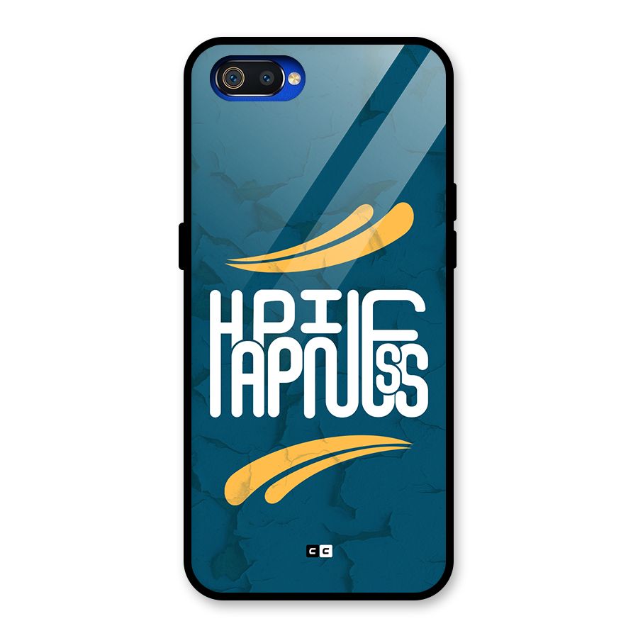 Happpiness Typography Glass Back Case for Realme C2