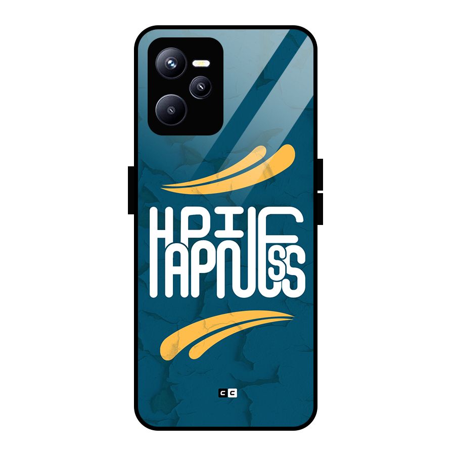 Happpiness Typography Glass Back Case for Realme C35