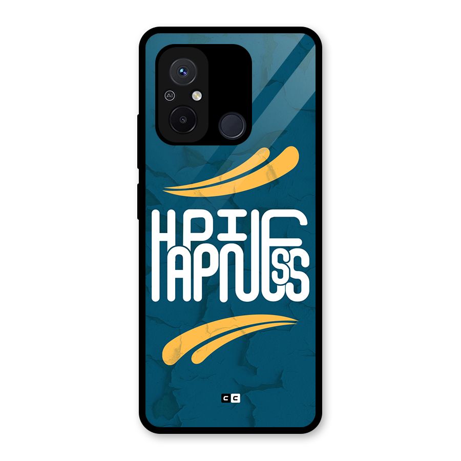 Happpiness Typography Glass Back Case for Redmi 12C