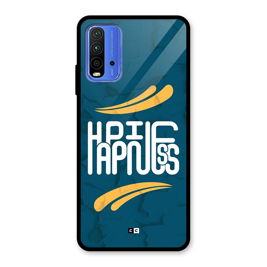 Happpiness Typography Glass Back Case for Redmi 9 Power