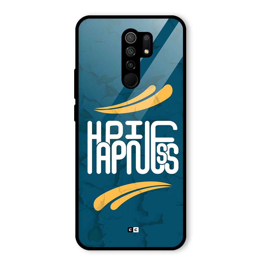 Happpiness Typography Glass Back Case for Redmi 9 Prime