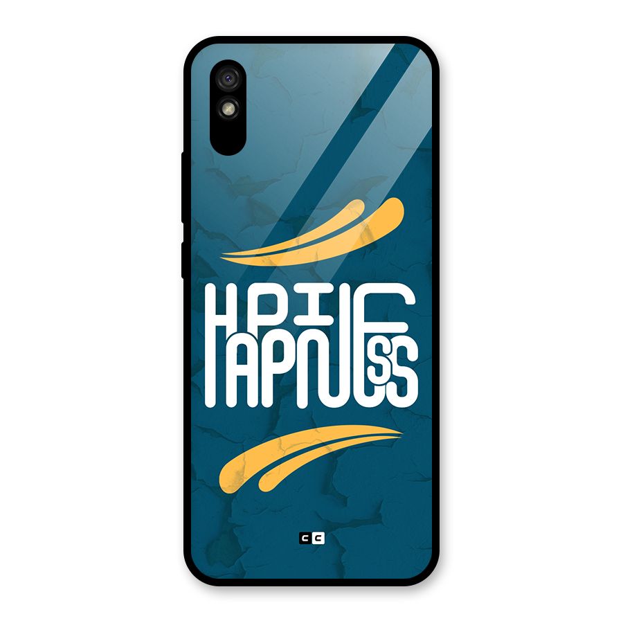 Happpiness Typography Glass Back Case for Redmi 9i
