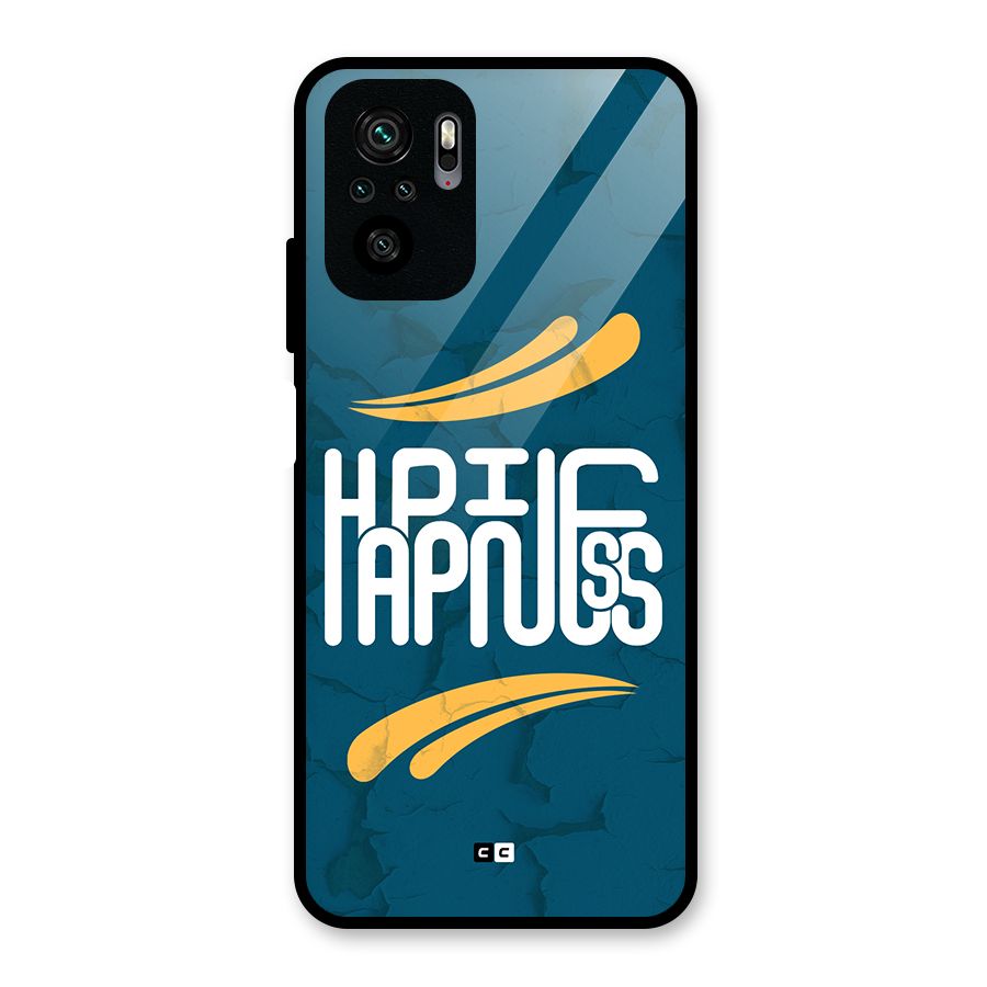 Happpiness Typography Glass Back Case for Redmi Note 10S