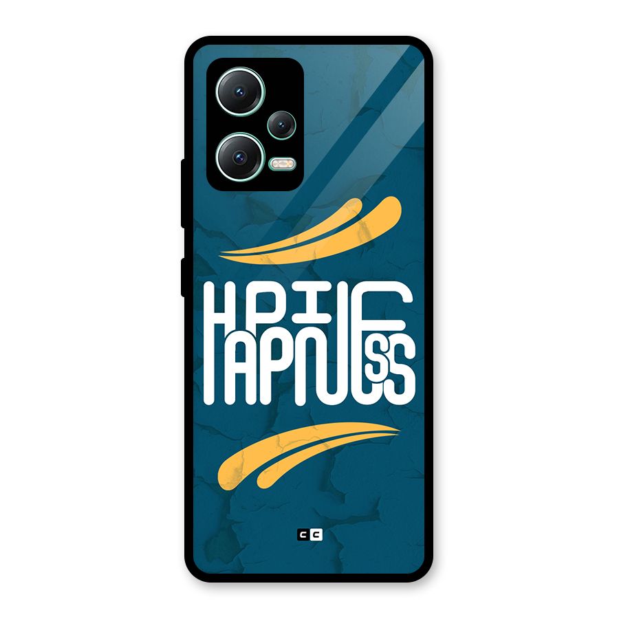 Happpiness Typography Glass Back Case for Redmi Note 12 5G