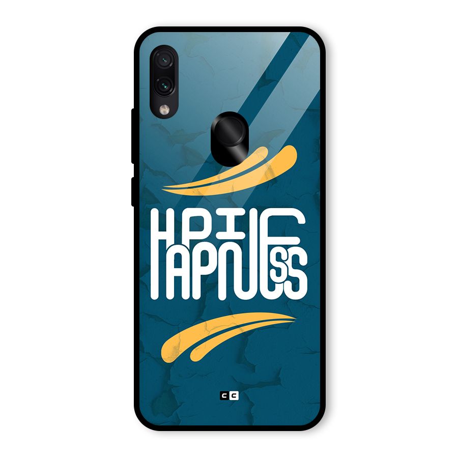 Happpiness Typography Glass Back Case for Redmi Note 7