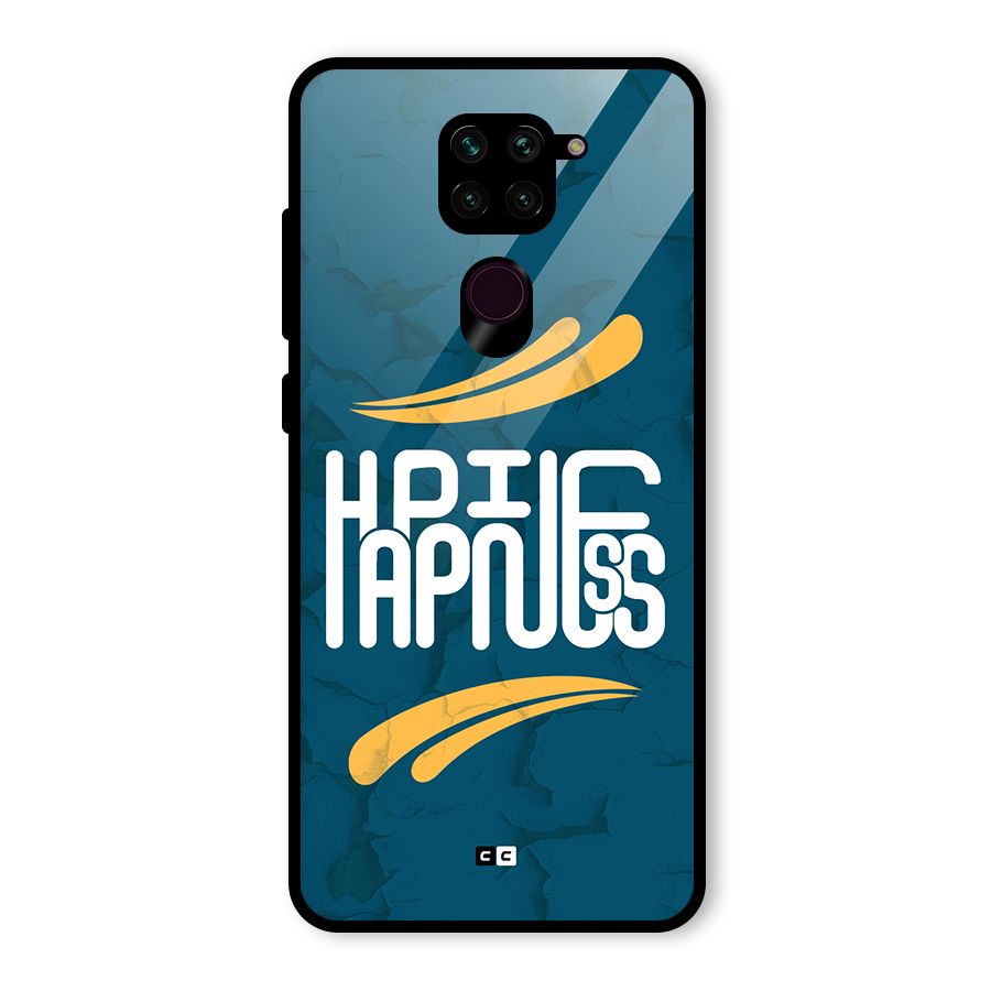 Happpiness Typography Glass Back Case for Redmi Note 9