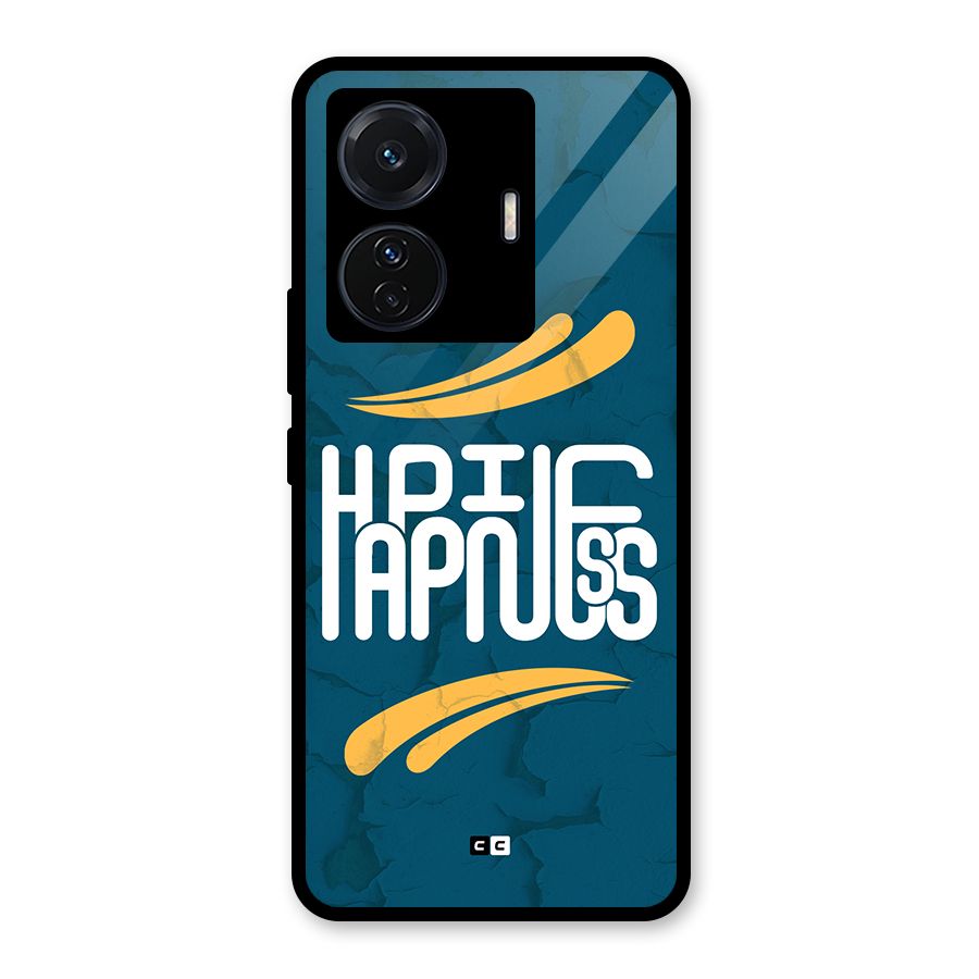 Happpiness Typography Glass Back Case for Vivo T1 Pro