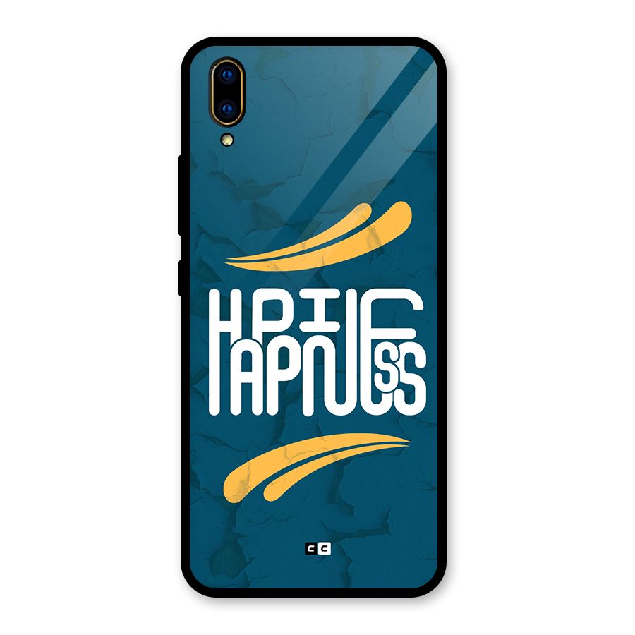 Happpiness Typography Glass Back Case for Vivo V11 Pro