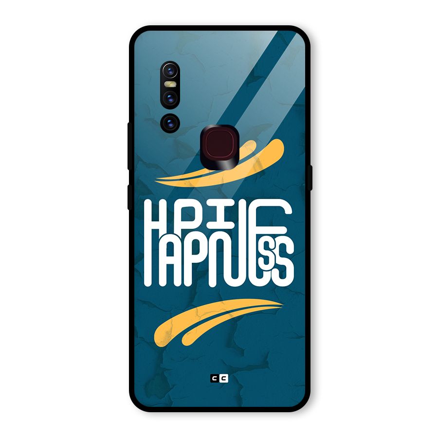 Happpiness Typography Glass Back Case for Vivo V15
