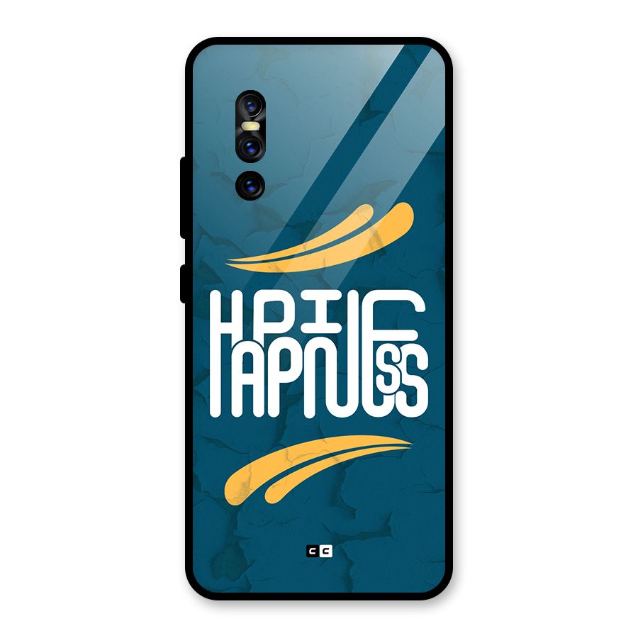 Happpiness Typography Glass Back Case for Vivo V15 Pro