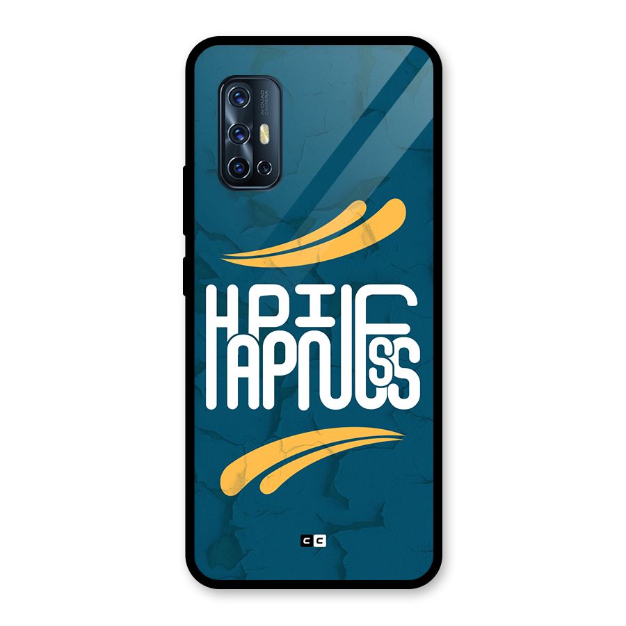 Happpiness Typography Glass Back Case for Vivo V17