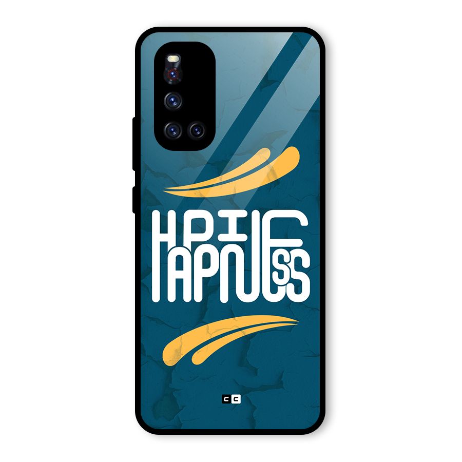 Happpiness Typography Glass Back Case for Vivo V19