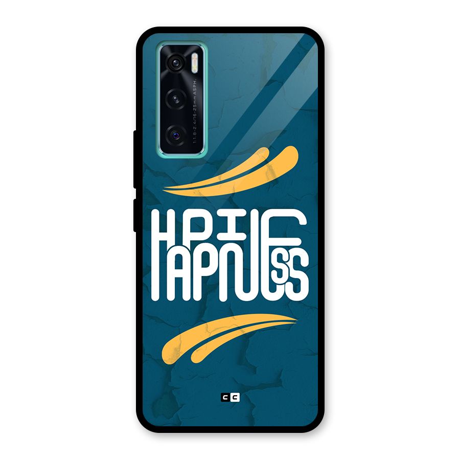 Happpiness Typography Glass Back Case for Vivo V20 SE