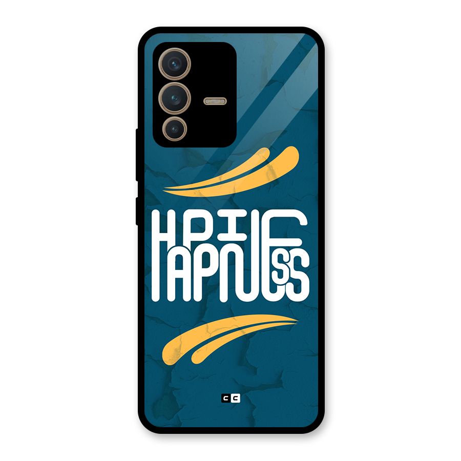 Happpiness Typography Glass Back Case for Vivo V23 5G