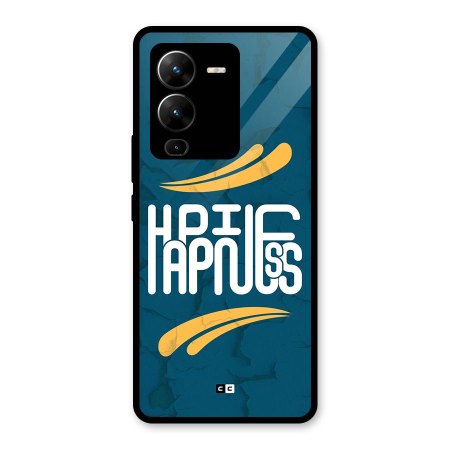 Happpiness Typography Glass Back Case for Vivo V25 Pro