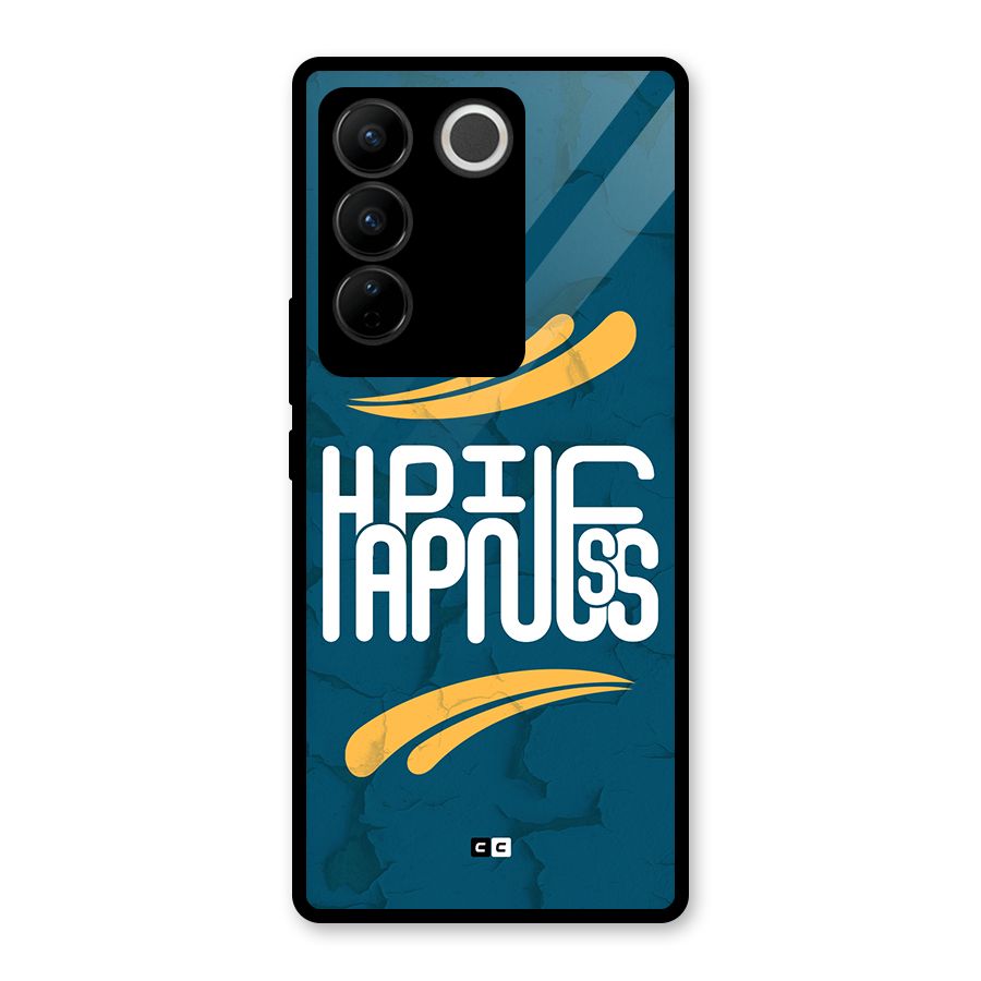 Happpiness Typography Glass Back Case for Vivo V27 Pro