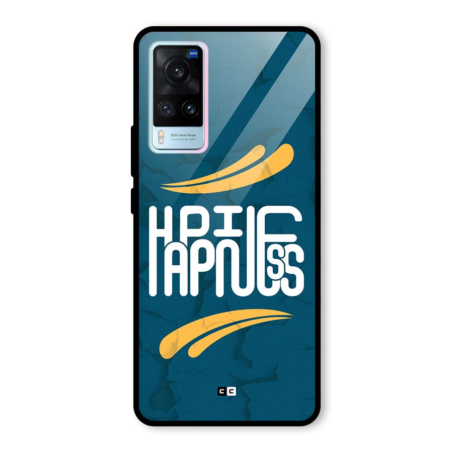 Happpiness Typography Glass Back Case for Vivo X60