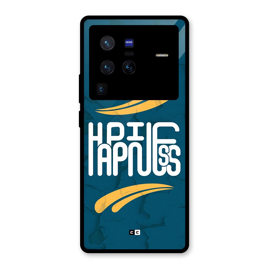 Happpiness Typography Glass Back Case for Vivo X80 Pro