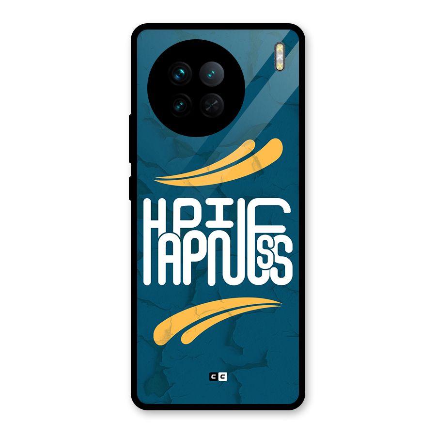 Happpiness Typography Glass Back Case for Vivo X90