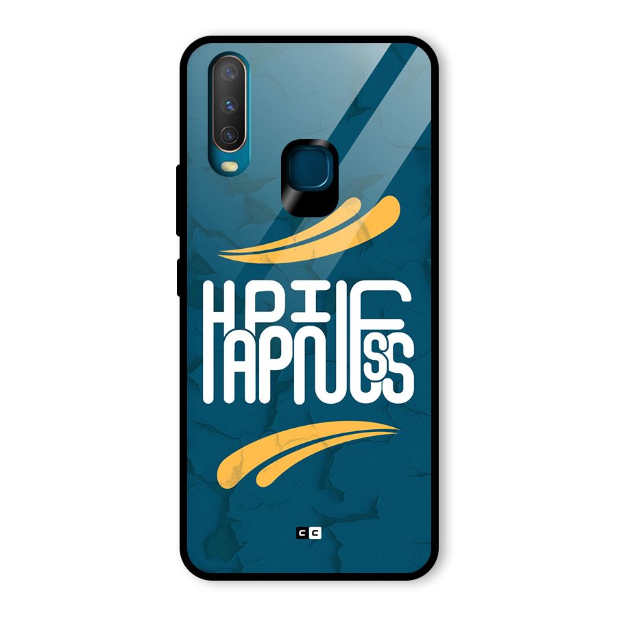 Happpiness Typography Glass Back Case for Vivo Y17