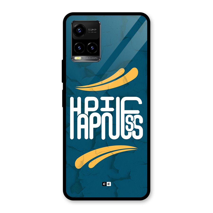 Happpiness Typography Glass Back Case for Vivo Y21 2021